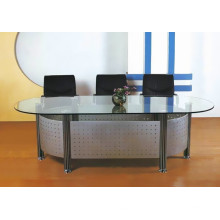 Design de mode table de conférence en verre ovale pour salle de réunion